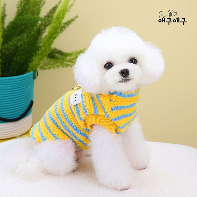 강아지 겨울옷 램스울 스트라이프 니트 티셔츠